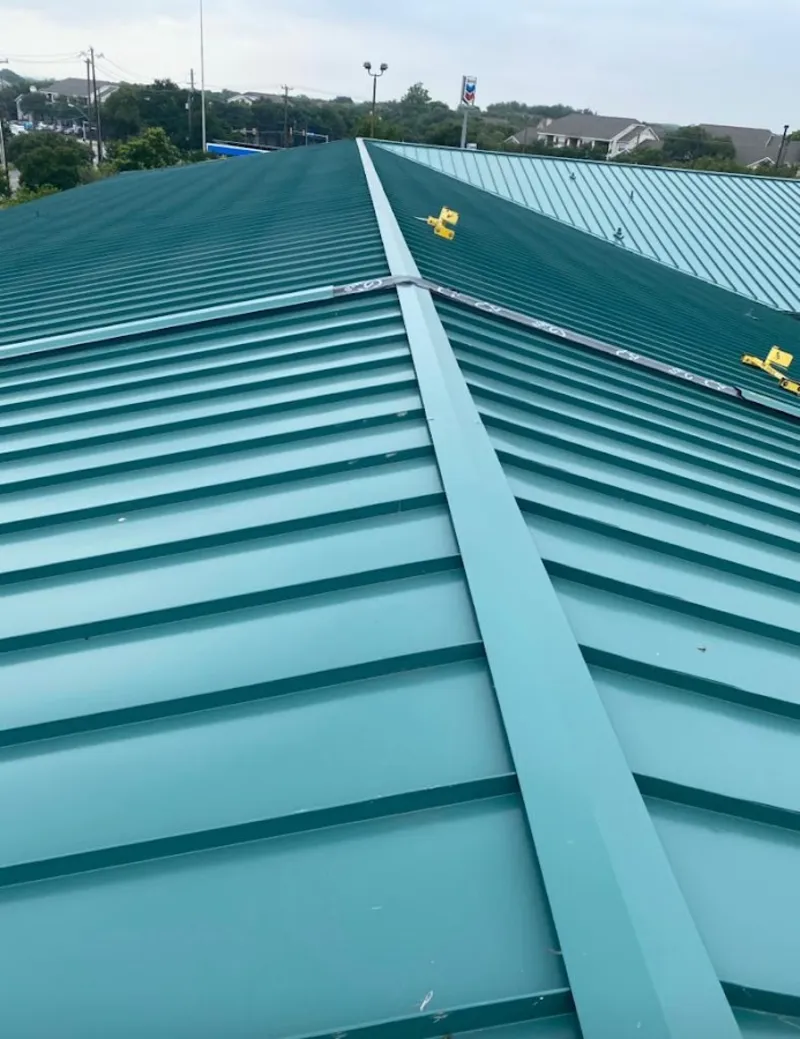 Green commercial metal roof ridge and valley for Metal Roof Repair in James Island